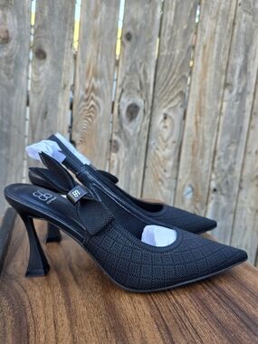 👡🎈 🌸 Black Slingback Pointed Toe Heels COZY ISLAND🏖